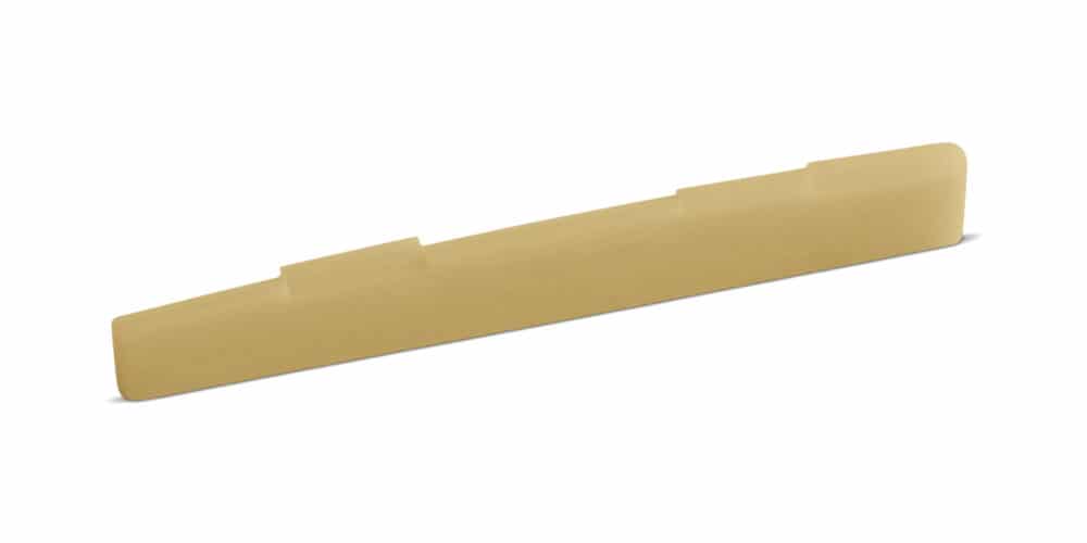 Fully Compensated Unbleached Bone Saddle – Fits Many Guitars with Undersaddle Pickup – 16 inch Radius – 10 mm Height